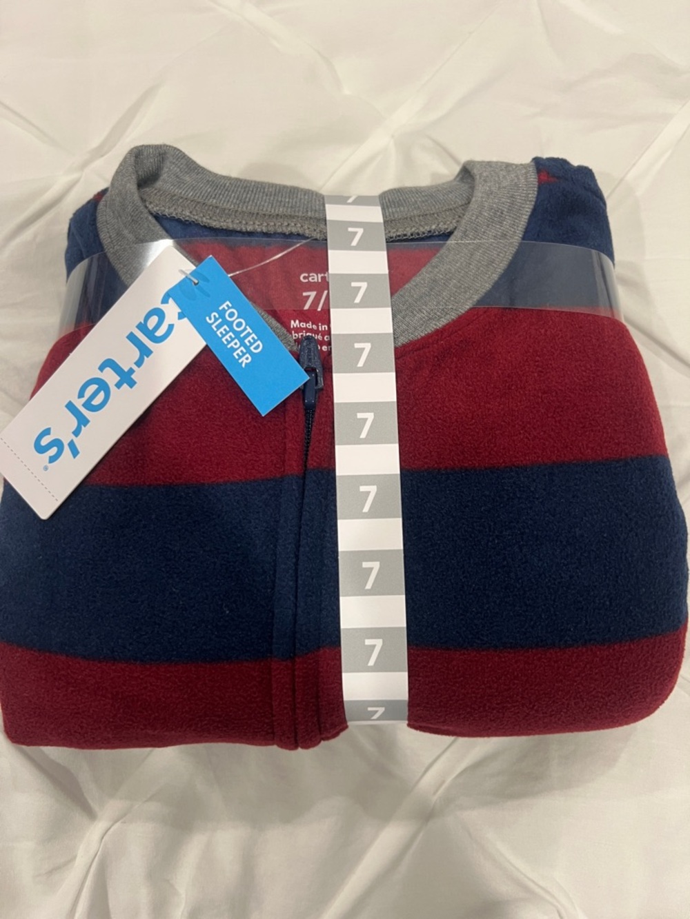 Carter's Red and Navy Striped Footed Sleeper boys 7